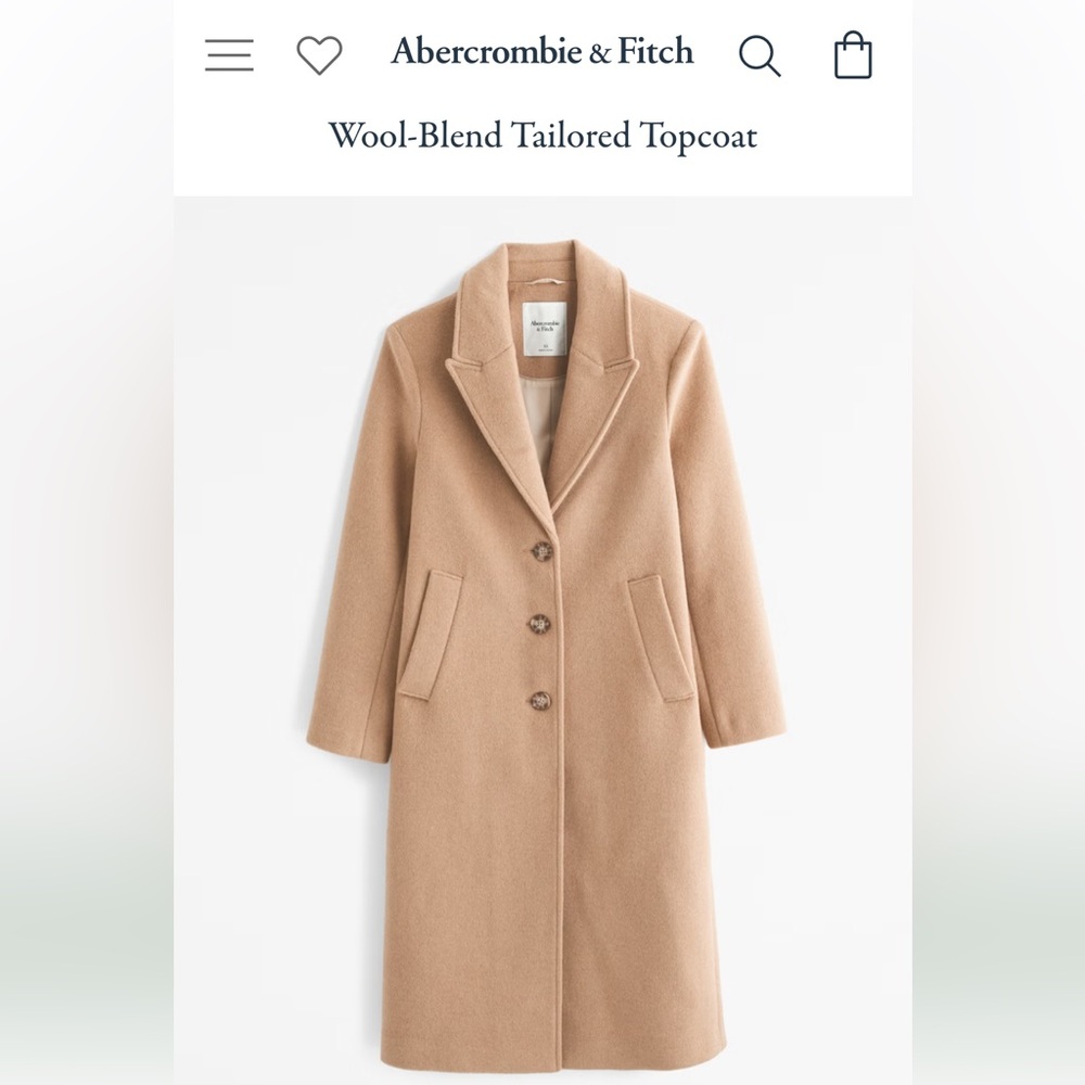 Abercrombie & Fitch Wool Blend Tailored Top Coat